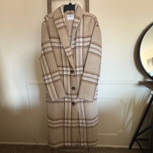 Old Navy Plaid Long Pea Coat